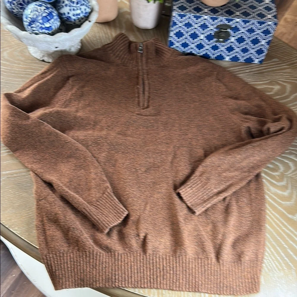 Men’s Croft and Barrow Brown Quarter Zip Chocolate Brown Marled Sweater